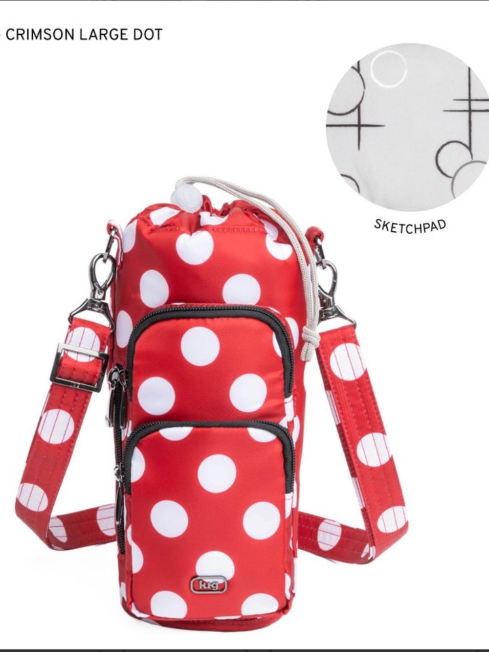 Lug Huggie XL Crossbody Bottle Holder Crimson Large Dot